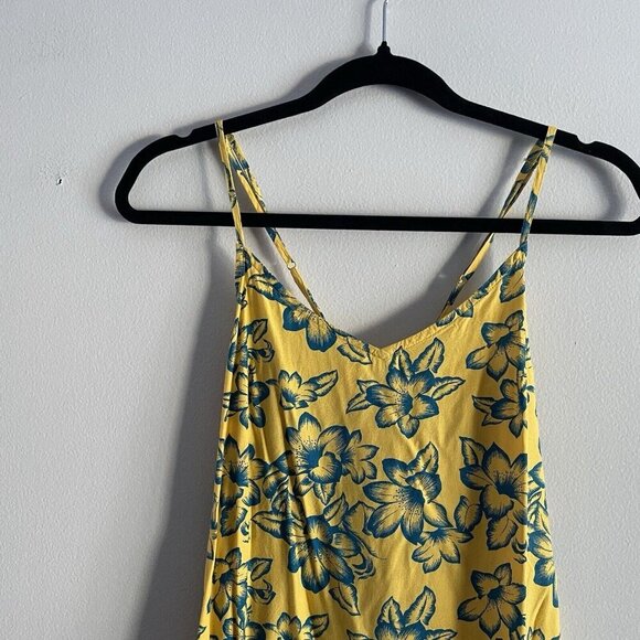 Vans Women XS Yellow Tropical Floral Criss Cross Back Maria Flutter Tank Dress - Picture 4 of 10